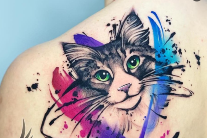 cat watercolor tattoo