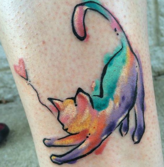 cat watercolor tattoo